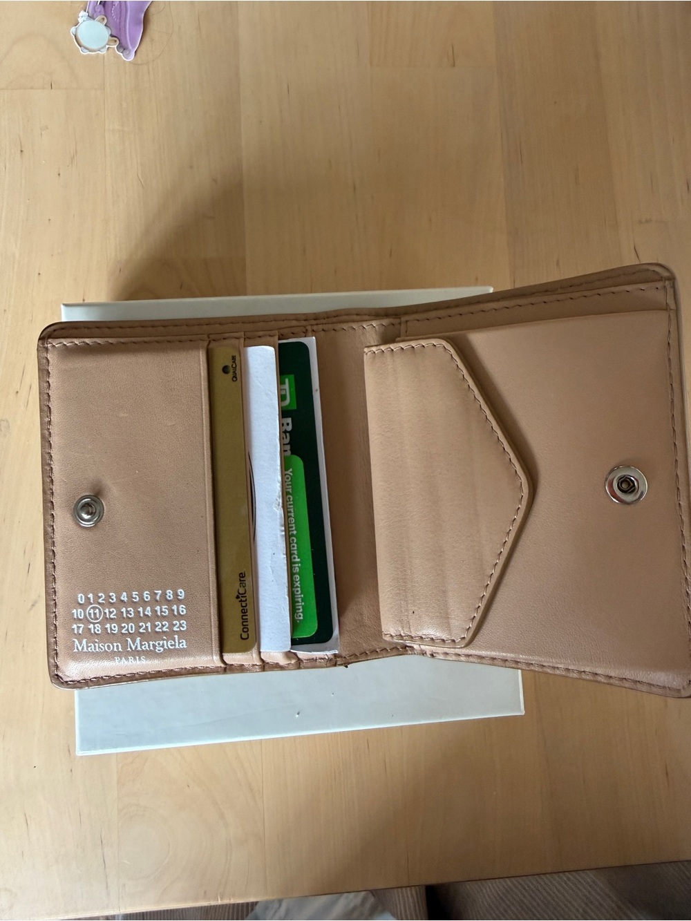 Maison Margiela Tan Leather Compact Wallet - Minimal Stitch Accent - Picture 4 of 7